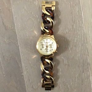 Michael kors gold & tortoise shell watch w/ box